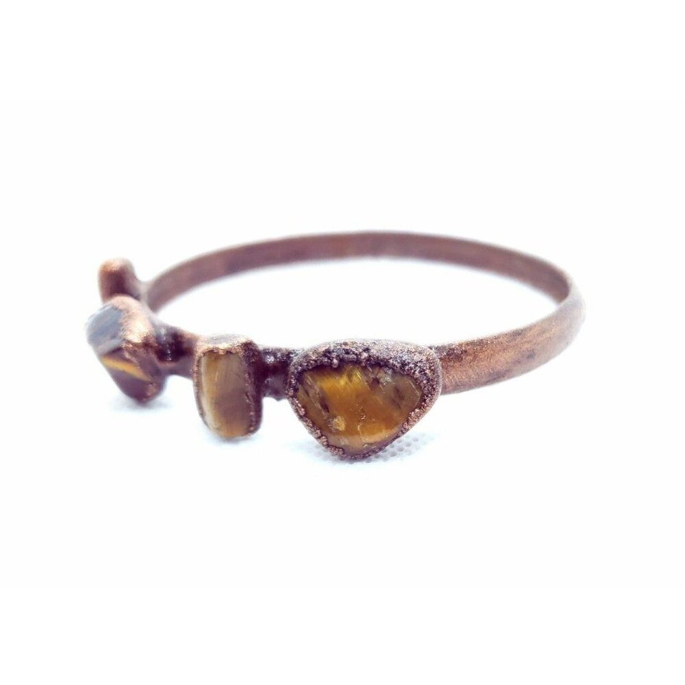 Tiger Eye Copper Electroformed Bangle Bracelet - image 4